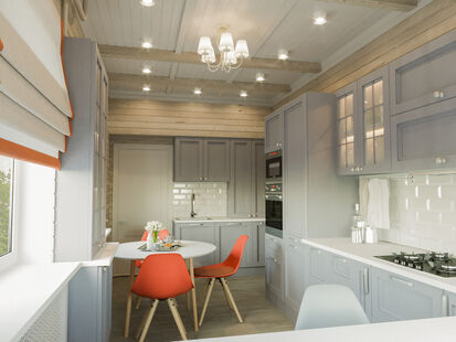 Фото № 4: Дизайн-проект однокомнатной квартиры 39.0  м² Стиль Контемпорари для нескольких помещений частного дома