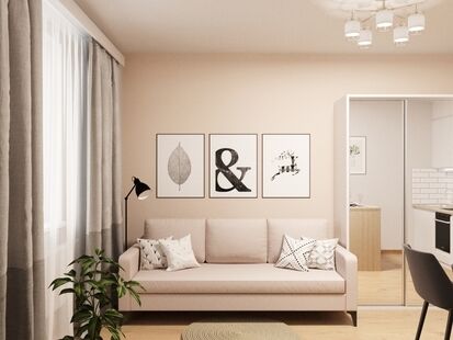 Фото № 6: Дизайн-проект квартиры-студии 24.17  м² Стиль Контемпорари для ЖК Семь столиц