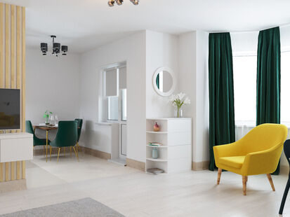 Фото № 5: Дизайн-проект однокомнатной квартиры 44.14  м² стиль Модернизм для ЖК Московский