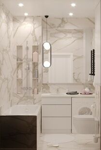 Фото № 4: Дизайн-проект однокомнатной квартиры 37.24  м² Стиль Контемпорари для ЖК Квартал Европа