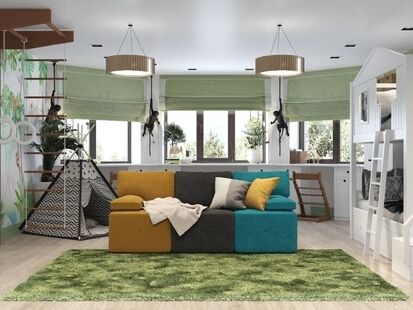 Фото № 1: Дизайн-проект детской 35.28  м² Стиль Фьюжн для ЖК Московский