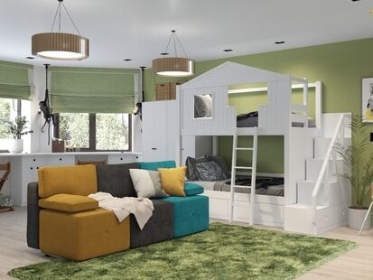 Фото № 2: Дизайн-проект детской 35.28  м² Стиль Фьюжн для ЖК Московский