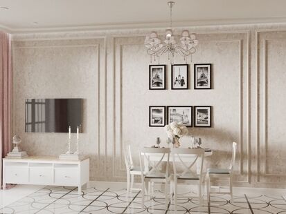 Фото № 1: Дизайн-проект трехкомнатной квартиры 107.46  м² Стиль Современная классика для ЖК Московский