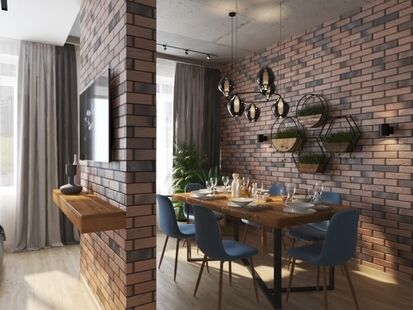 Фото № 6: Дизайн-проект однокомнатной квартиры 48.3  м² Стиль Лофт для этажа частного дома в ЖК Дабл