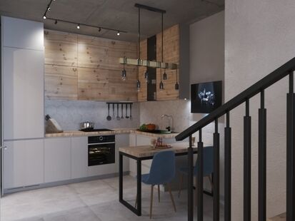 Фото № 5: Дизайн-проект однокомнатной квартиры 48.3  м² Стиль Лофт для этажа частного дома в ЖК Дабл