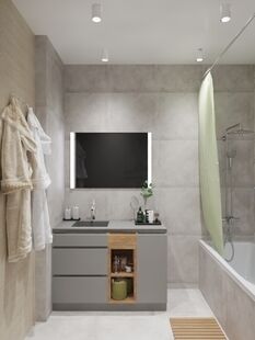 Фото № 4: Дизайн-проект однокомнатной квартиры 48.3  м² Стиль Лофт для этажа частного дома в ЖК Дабл