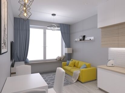 Фото № 4: Дизайн-проект трехкомнатной квартиры 68.2  м² Скандинавский стиль для ЖК Зил Арт