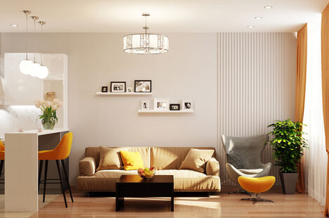 Фото № 4: Дизайн-проект двухкомнатной квартиры 54.38  м² Стиль Фьюжн для ЖК Московский