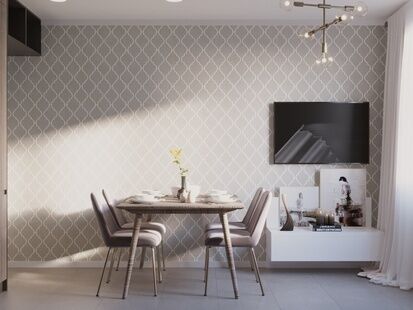 Фото № 1: Дизайн-проект однокомнатной квартиры 48.85  м² Современный стиль для ЖК Лесной городок