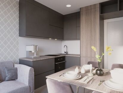 Фото № 6: Дизайн-проект однокомнатной квартиры 48.85  м² Современный стиль для ЖК Лесной городок