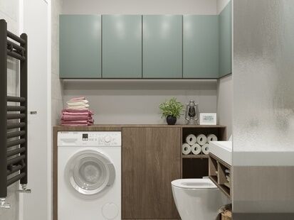 Фото № 3: Дизайн-проект однокомнатной квартиры 48.85  м² Современный стиль для ЖК Лесной городок