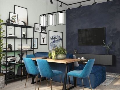 Фото № 3: Дизайн-проект двухкомнатной квартиры 55.22  м² Скандинавский стиль для ЖК Московский