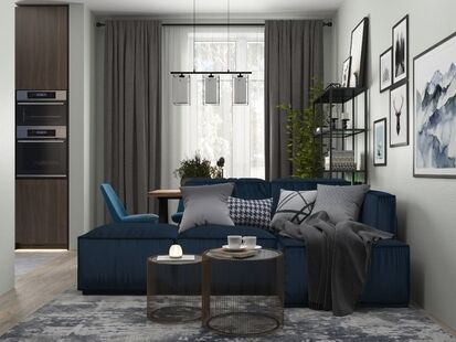 Фото № 1: Дизайн-проект двухкомнатной квартиры 55.22  м² Скандинавский стиль для ЖК Московский