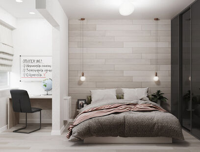 Фото № 4: Дизайн-проект трехкомнатной квартиры 78.9  м² Стиль Модернизм для ЖК Лучи