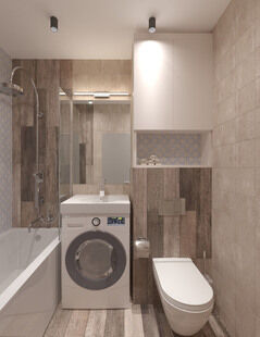 Фото № 5: Дизайн-проект двухкомнатной квартиры 43.65  м² стиль Модернизм для ЖК Московский