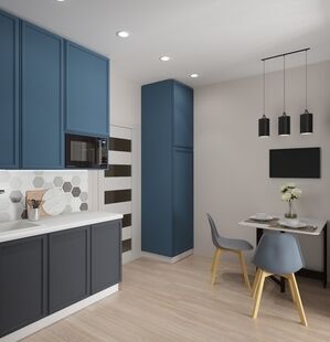 Фото № 3: Дизайн-проект однокомнатной квартиры 36.8  м² Стиль Минимализм для ЖК Римский Квартал