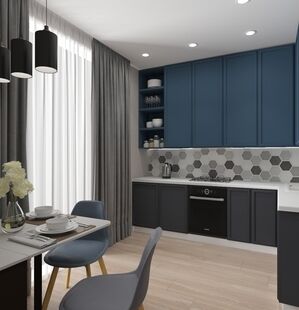 Фото № 5: Дизайн-проект однокомнатной квартиры 36.8  м² Стиль Минимализм для ЖК Римский Квартал