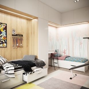 Фото № 2: Дизайн-проект трехкомнатной квартиры 61.64  м² Стиль Лофт для ЖК Селигер Сити