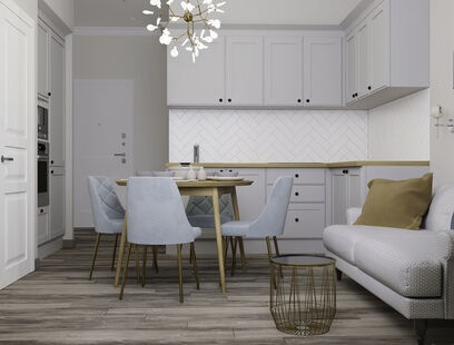 Фото № 5: Дизайн-проект двухкомнатной квартиры 44.31  м² Стиль Контемпорари для ЖК Рассказово