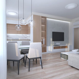 Фото № 1: Дизайн-проект четырехкомнатной квартиры 95.59  м² Стиль Контемпорари для ЖК Квартал на Никулинской