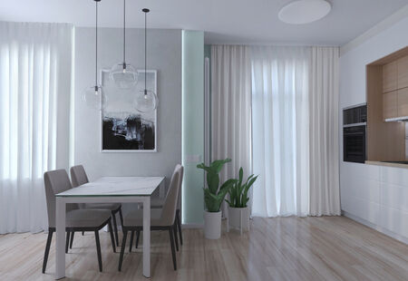 Фото № 4: Дизайн-проект четырехкомнатной квартиры 95.59  м² Стиль Контемпорари для ЖК Квартал на Никулинской