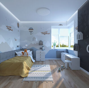 Фото № 6: Дизайн-проект четырехкомнатной квартиры 95.59  м² Стиль Контемпорари для ЖК Квартал на Никулинской