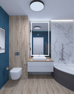 Фото № 2: Дизайн-проект четырехкомнатной квартиры 95.59  м² Стиль Контемпорари для ЖК Квартал на Никулинской