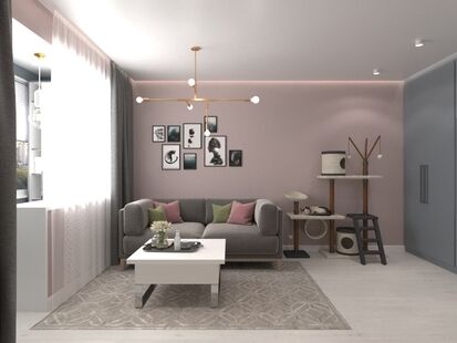 Фото № 1: Дизайн-проект трехкомнатной квартиры 64.0  м² стиль Модернизм для ЖК в г. Санкт-Петербург