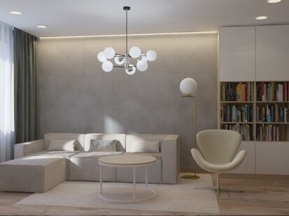 Фото № 1: Дизайн-проект трехкомнатной квартиры 77.19  м² Стиль Модернизм для ЖК Лучи