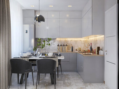 Фото № 5: Дизайн-проект трехкомнатной квартиры 77.19  м² Стиль Модернизм для ЖК Лучи