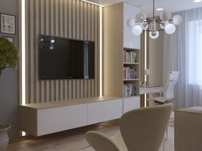 Фото № 6: Дизайн-проект трехкомнатной квартиры 77.19  м² Стиль Модернизм для ЖК Лучи