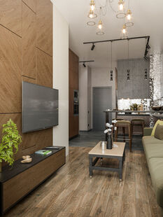 Фото № 5: Дизайн-проект однокомнатной квартиры 48.25  м² Стиль Лофт для ЖК Маяк
