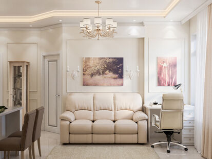 Фото № 6: Дизайн-проект трехкомнатной квартиры 56.0  м² Стиль Современная классика для ЖК Царская Площадь