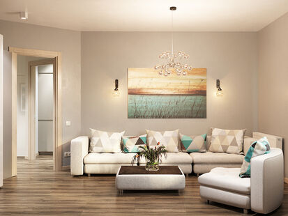 Фото № 1: Дизайн-проект четырехкомнатной квартиры 109.0  м² Стиль Модернизм для ЖК Московский