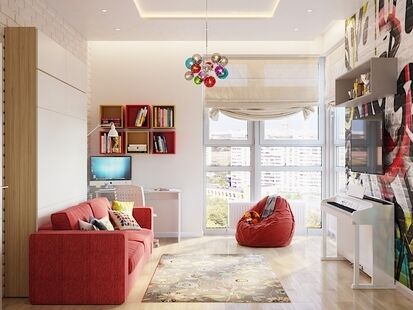 Фото № 6: Дизайн-проект четырехкомнатной квартиры 96.6  м² Стиль Модернизм для ЖК Московский