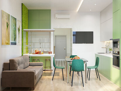 Фото № 4: Дизайн-проект четырехкомнатной квартиры 96.6  м² Стиль Модернизм для ЖК Московский