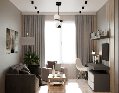 Фото № 1: Дизайн-проект двухкомнатной квартиры 57.5  м² стиль Минимализм для ЖК Левел Амурская