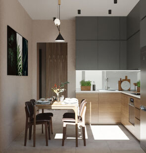 Фото № 3: Дизайн-проект двухкомнатной квартиры 57.5  м² стиль Минимализм для ЖК Левел Амурская