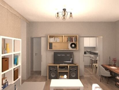 Фото № 6: Дизайн-проект однокомнатной квартиры 39.9  м² Стиль Контемпорари для квартиры в г. санкт-петербург