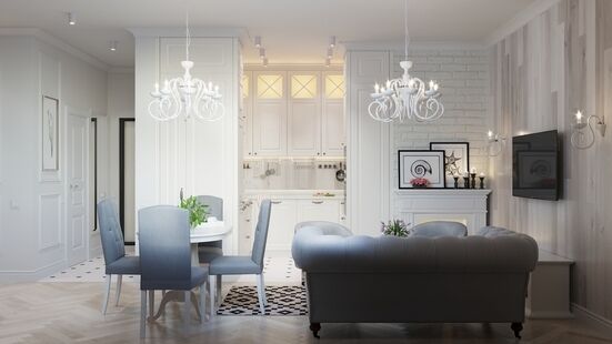 Фото № 2: Дизайн-проект трехкомнатной квартиры 89.9  м² Стиль Американская классика для ЖК Испанские кварталы
