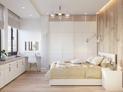 Фото № 6: Дизайн-проект трехкомнатной квартиры 67.6  м² Скандинавский стиль для ЖК Савеловский Сити