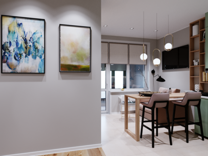 Фото № 5: Дизайн-проект квартиры-студии 28.9  м² стиль Модернизм для ЖК Риверпарк