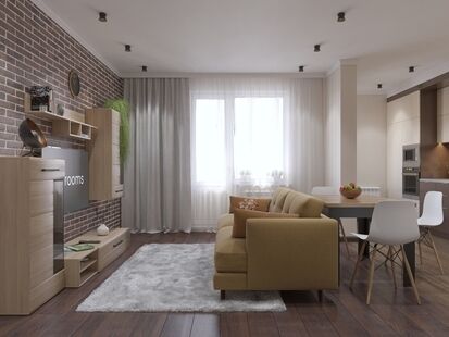 Фото № 6: Дизайн-проект двухкомнатной квартиры 87.69  м² Стиль Контемпорари для ЖК Московский