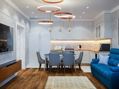 Фото № 1: Дизайн-проект четырехкомнатной квартиры 89.23  м² Стиль Модернизм для ЖК Новокуркино