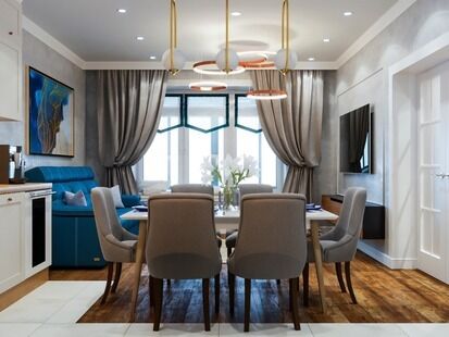 Фото № 3: Дизайн-проект четырехкомнатной квартиры 89.23  м² Стиль Модернизм для ЖК Новокуркино