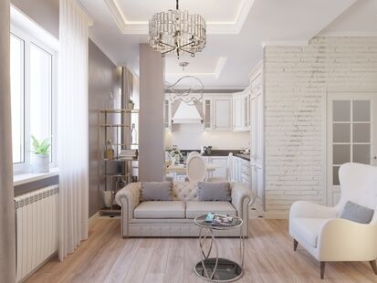 Фото № 1: Дизайн-проект трехкомнатной квартиры 65.2  м² Стиль Эклектика для ЖК Московский