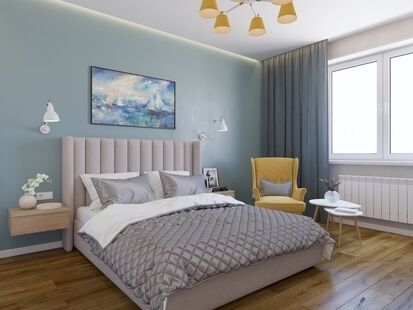 Фото № 6: Дизайн-проект трехкомнатной квартиры 95.47  м² Стиль Фьюжн для ЖК Зеленые Аллеи