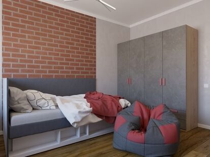 Фото № 5: Дизайн-проект трехкомнатной квартиры 95.47  м² Стиль Фьюжн для ЖК Зеленые Аллеи