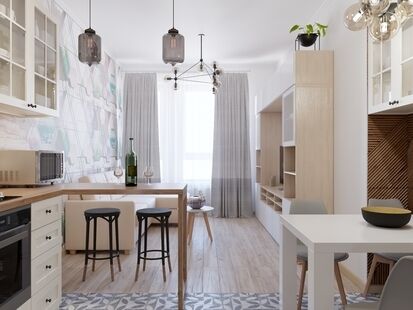 Фото № 2: Дизайн-проект трехкомнатной квартиры 66.8  м² Стиль Контемпорари для ЖК Московский