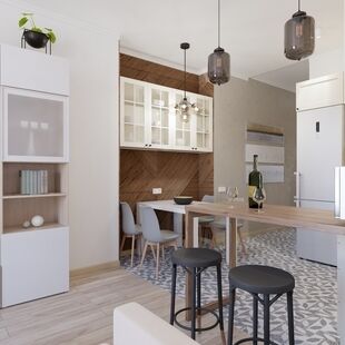 Фото № 3: Дизайн-проект трехкомнатной квартиры 66.8  м² Стиль Контемпорари для ЖК Московский